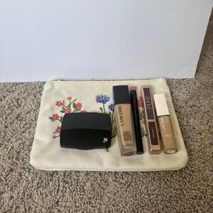 Bundle LANCOME 5 +gift pouch (brown mascara foundation concealer shade lipstick)